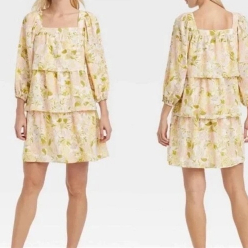 Who What Wear Floral Tiered Dress Womens Size Medium